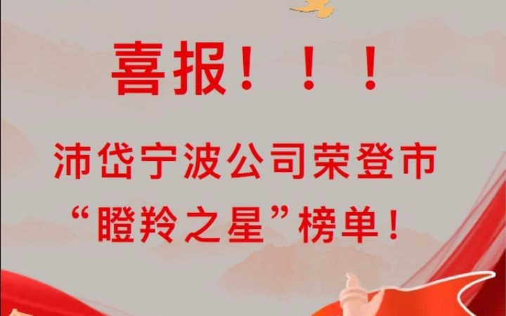 喜報！ ！ ！ 沛岱寧波公司榮登市 「瞪羚之星」榜單！